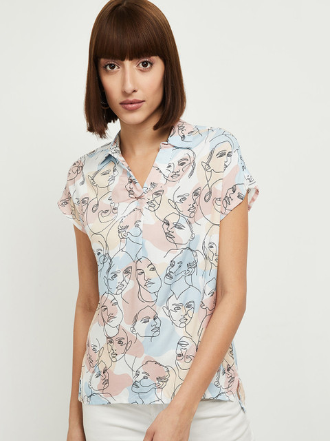 

max Women Cream-Coloured Printed Casual Shirt