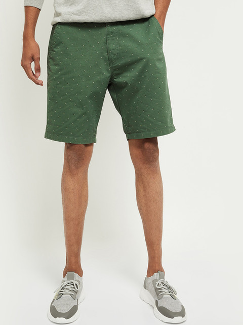 

max Men Green Micro Ditsy Printed Regular Shorts