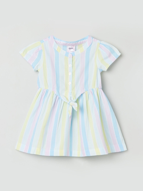 

max Girls Multicoloured Striped Tie-Ups Dress, Multi
