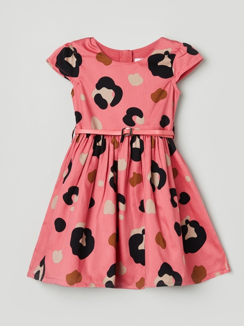 

max Girls Rust Abstract Printed Fit and Flare Dress