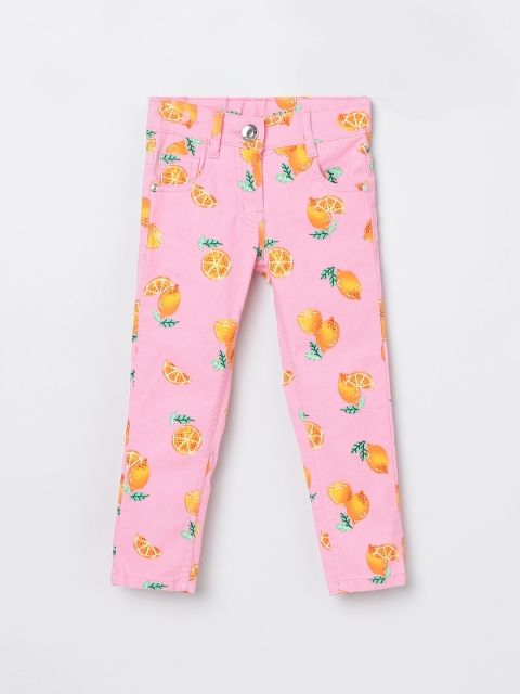 

max Girls Pink & Orange Conversational Printed Trousers