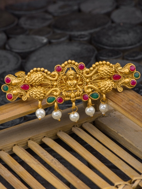 

Alankruthi Women Gold-Toned & White Beaded Hair Clip