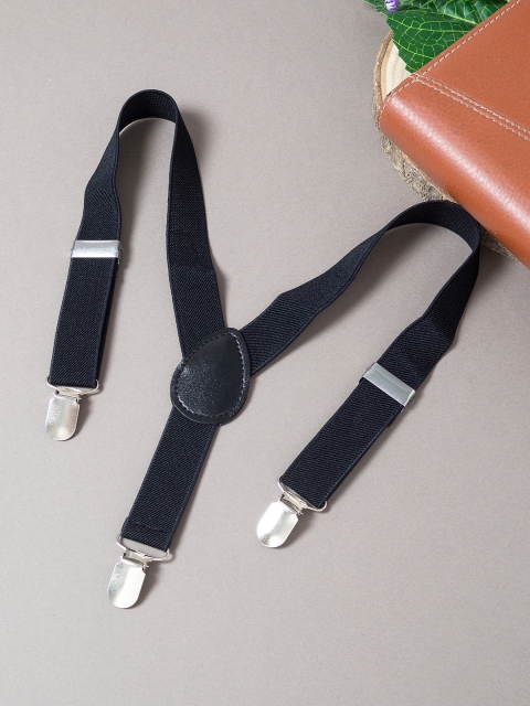 

Golden Peacock Boys Black Solid Y-Back Suspender