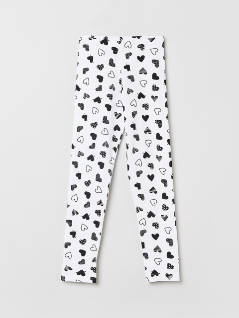 

max Girls White & Black Printed Leggings