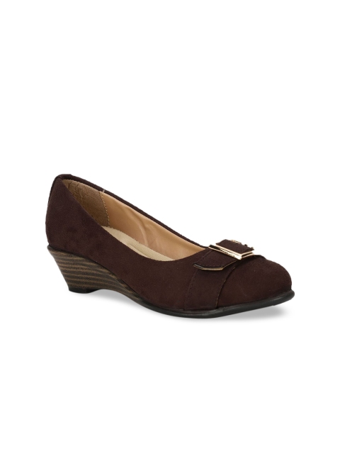

Bruno Manetti Women Brown Embellished Ballerinas with Buckles Flats