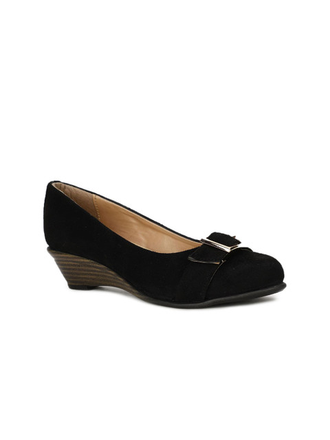 

Bruno Manetti Women Black Ballerinas with Buckles Flats