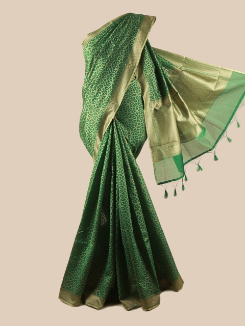 

Pothys Green & Gold Ethnic Motifs Zari Art Silk Banarasi Saree