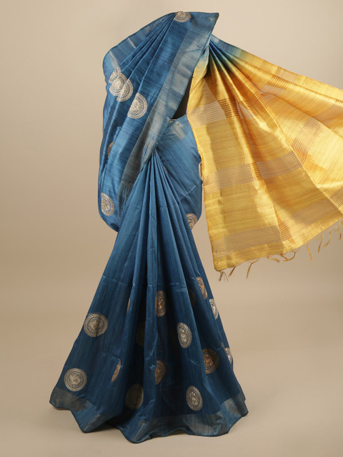

Pothys Blue & Yellow Ethnic Motifs Art Silk Saree