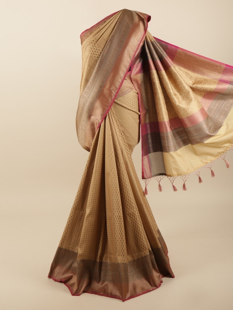 

Pothys Tan Ethnic Motifs Zari Art Silk Banarasi Saree