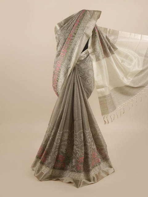 

Pothys Grey Floral Embroidered Saree