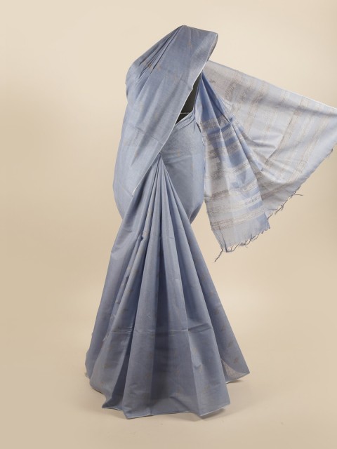

Pothys Grey & Beige Woven Design Pure Silk Tussar Saree
