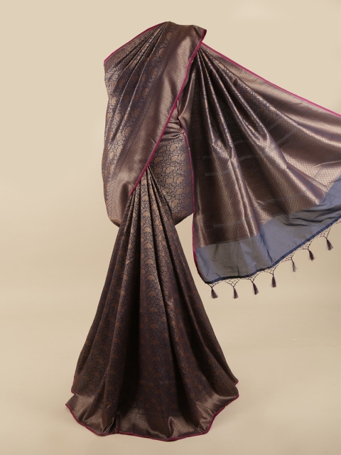 

Pothys Navy Blue & Gold-Coloured Floral Woven Design Zari Art Silk Banarasi Saree