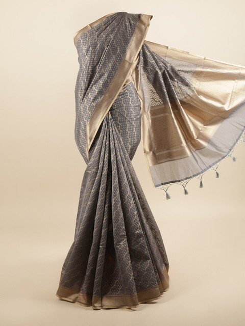

Pothys Grey & Gold-Coloured Woven Design Art Silk Banarasi Saree