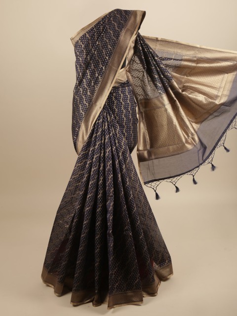 

Pothys Navy Blue & Gold-Coloured Woven Desgign Art Silk Banarasi Saree
