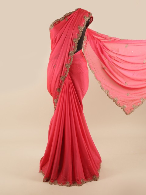 

Pothys Pink & Gold-Coloured Embellished Beads and Stones Saree