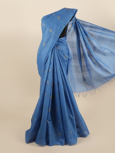 

Pothys Blue & Beige Woven Design Pure Silk Tussar Saree