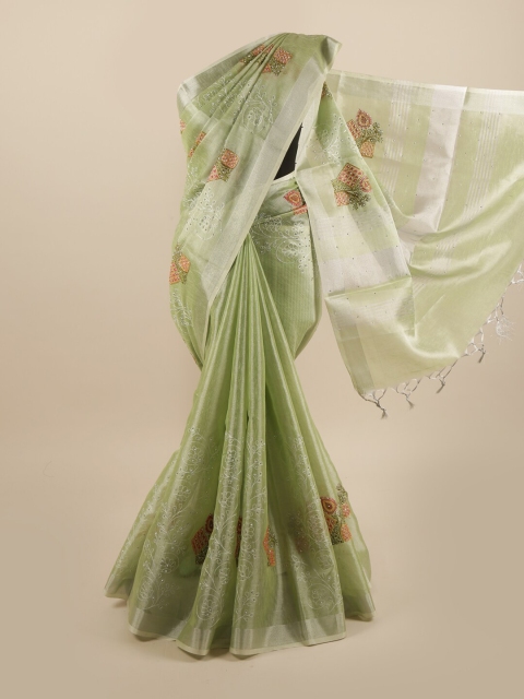 

Pothys Green & White Floral Embroidered Saree