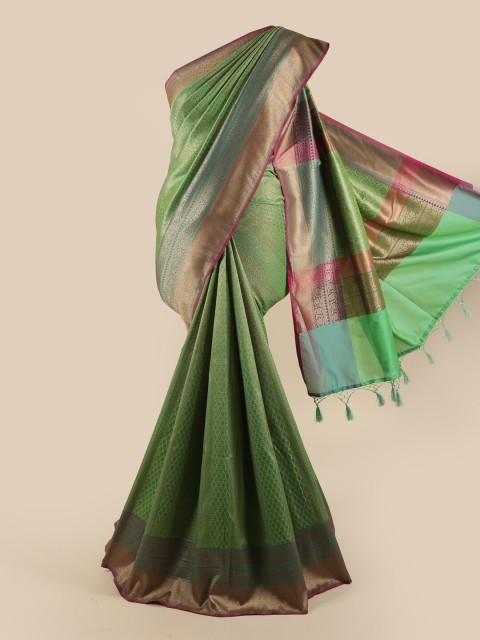 

Pothys Green & Blue Ethnic Motifs Woven Design Zari Art Silk Banarasi Saree