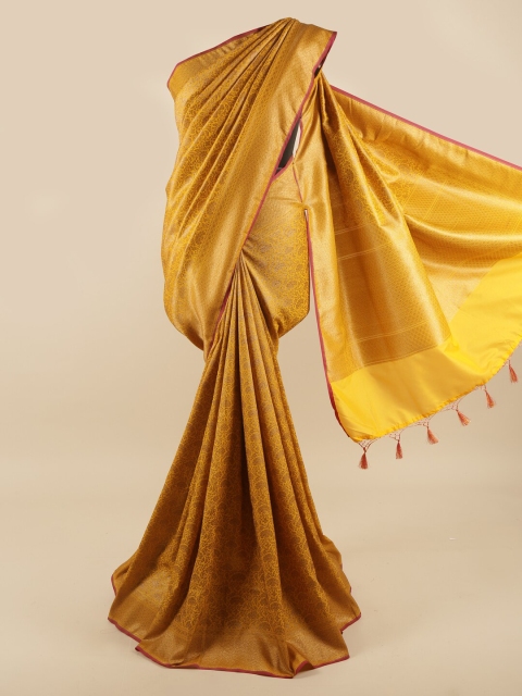

Pothys Yellow & Gold-Coloured Floral Woven Design Zari Art Silk Banarasi Saree