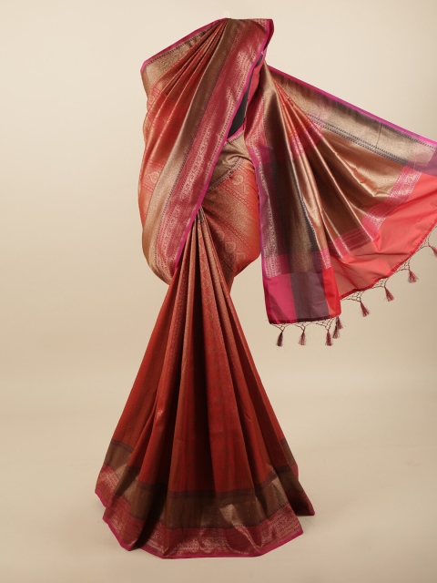 

Pothys Red & Purple Ethnic Motifs Woven Design Zari Art Silk Banarasi Saree