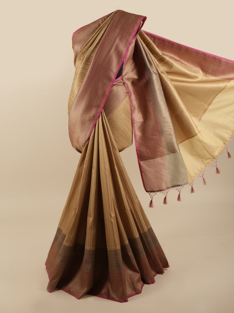 

Pothys Tan & Pink Woven Design Zari Art Silk Banarasi Saree