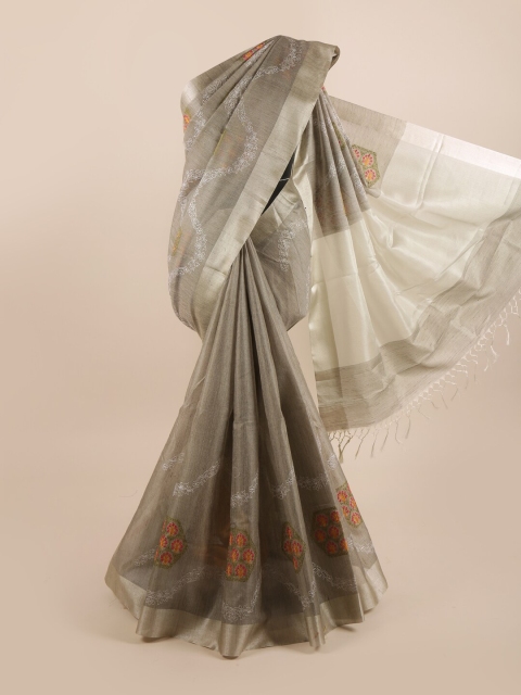 

Pothys Grey & White Floral Embroidered Saree