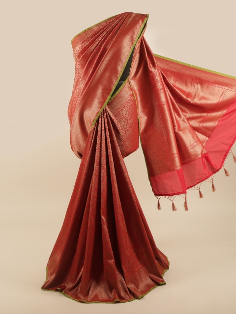 

Pothys Red & Gold-Coloured Floral Woven Design Zari Art Silk Banarasi Saree