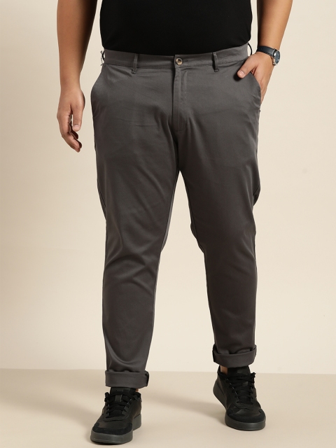 

Sztori Plus Size Men Charcoal Grey Solid Trousers