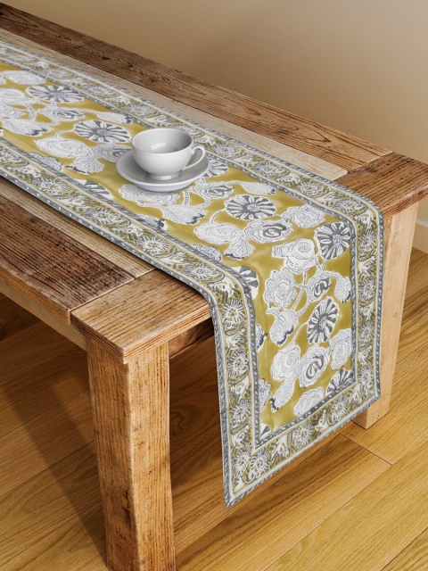 

Fabindia Yellow & Grey Printed Pure Cotton Table Runner