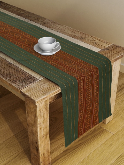 

Fabindia Green & Red Printed Pure Cotton Table Runner