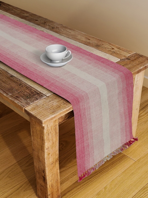 

Fabindia Pink & Grey Solid Woven-Design Cotton Table Runner