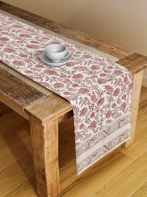 

Fabindia Pink & Green Floral Printed Pure Cotton Table Runner