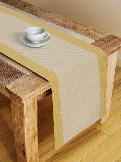 

Fabindia Yellow & Beige Solid Woven-Design Cotton Table Runner