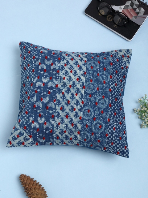 

Fabindia Blue & Grey Dabu Cotton Square Cushion Cover