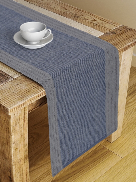 

Fabindia Blue & Grey Solid Woven-Design Cotton Table Runner