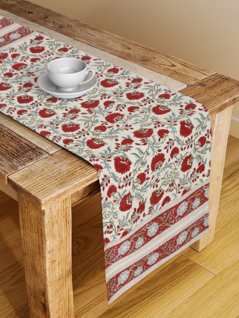 

Fabindia Red & Green Floral Printed Cotton Table Runner