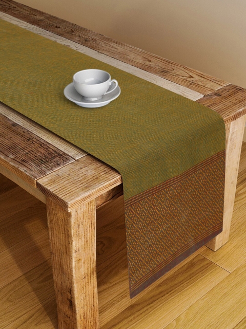 

Fabindia Green & Brown Solid Cotton Table Runner