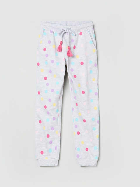 

max Girls Grey & Pink Printed Pure Cotton Joggers