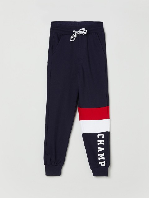 

max Boys Navy Blue Solid Pure Cotton Joggers