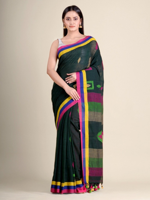 

Mitera Green & Pink Hand Woven Pure Cotton Saree