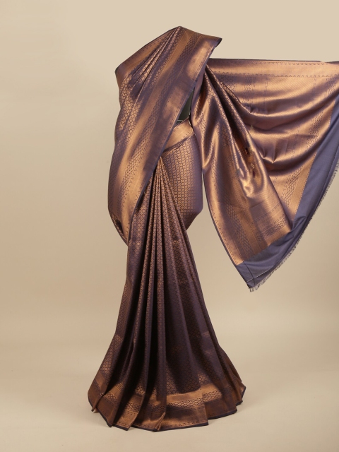 

Pothys Copper-Toned & Navy Blue Woven Design Art Silk Banarasi Saree