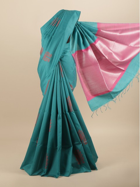 

Pothys Blue & Pink Woven Design Jute Silk Saree