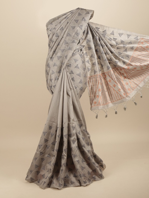 

Pothys Grey & Copper-Toned Embroidered Art Silk Saree