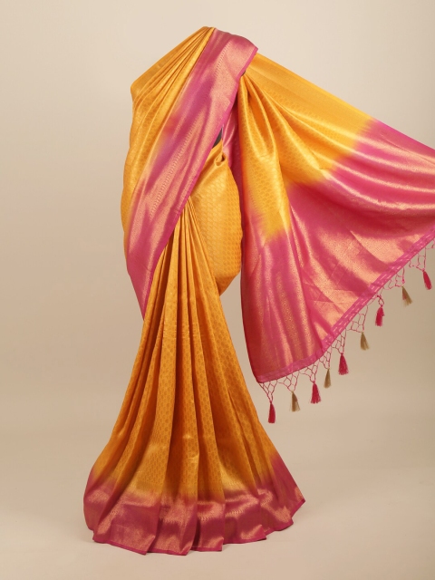 

Pothys Yellow & Pink Woven Design Art Silk Banarasi Saree