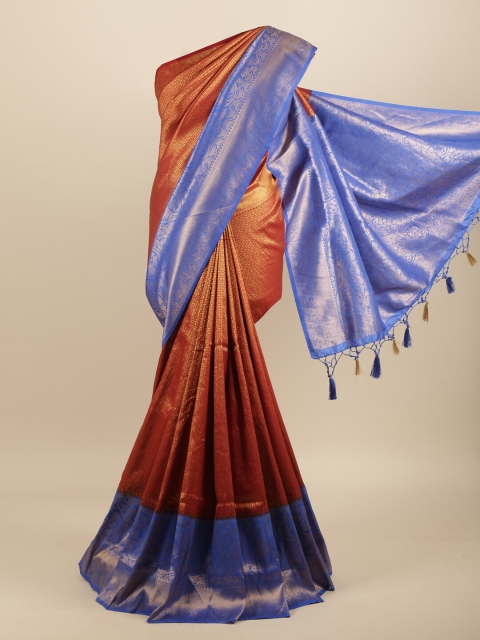 

Pothys Maroon & Blue Woven Design Art Silk Banarasi Saree