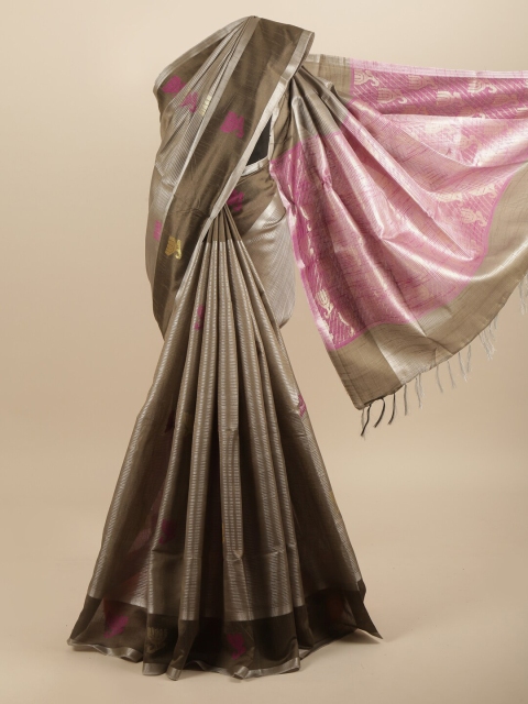 

Pothys Grey & Pink Woven Design Zari Jute Silk Saree