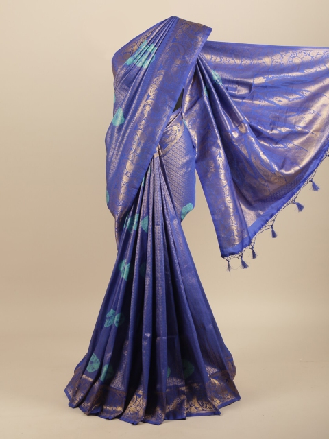 

Pothys Blue & Turquoise Blue Bandhani Art Silk Banarasi Saree