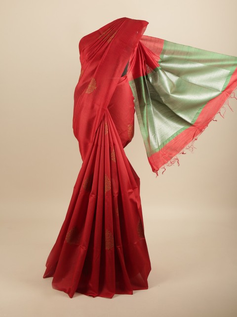 

Pothys Red & Green Ethnic Motifs Jute Silk Saree