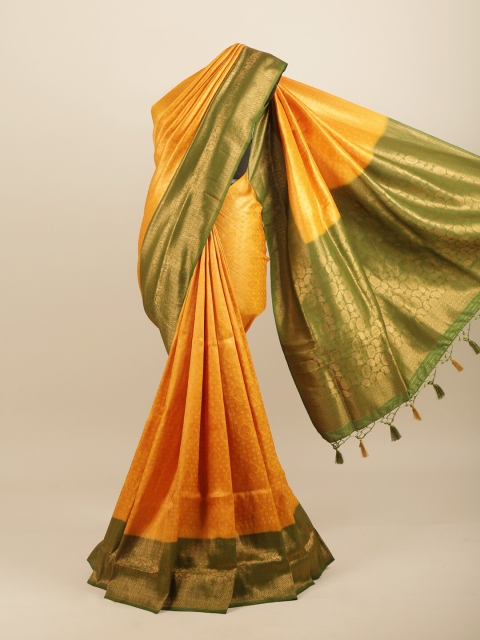 

Pothys Mustard & Green Woven Design Art Silk Banarasi Saree