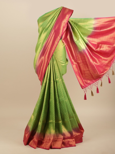 

Pothys Green & Pink Woven Design Art Silk Banarasi Saree